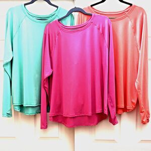 3-TEK Gear w/DRY-TEK Women's Long Sleeve Tee (2X) Orange, Green & Pink Exc. Cond